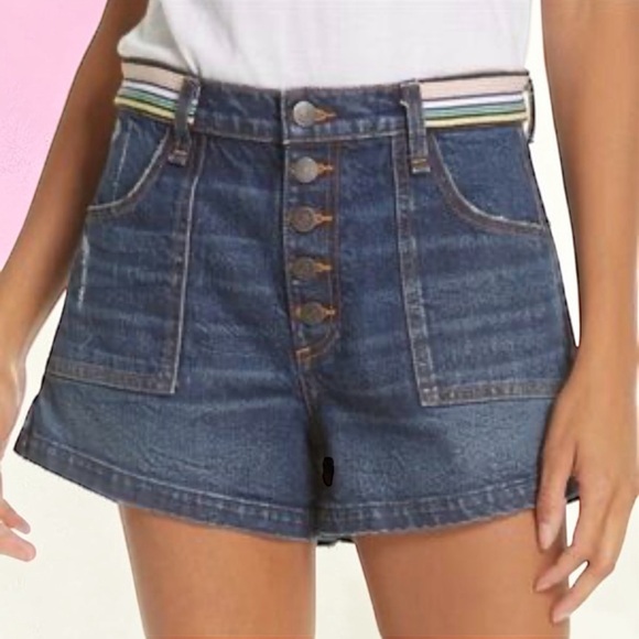 Veronica Beard Pants - Veronica Beard Zynan 9.5” Cargo Stripe Waist Denim Shorts Allure CutSize 29 EUC